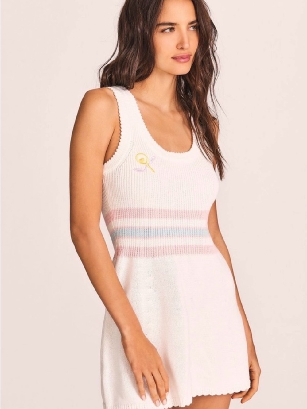 LoveShackFancy Indiana Mini Dress in Tennis Whites